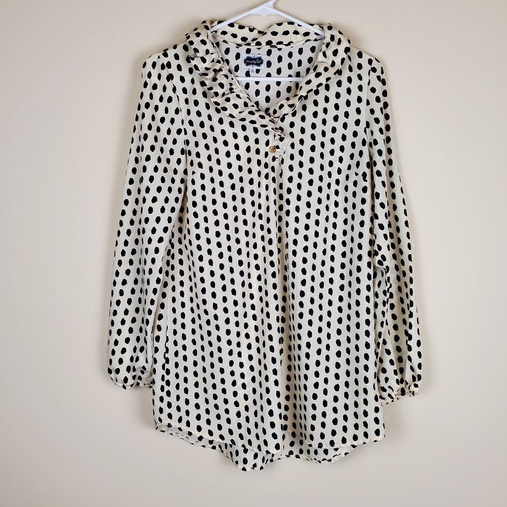 Mud Pie Pearl Polka-Dot Blouse Size Small